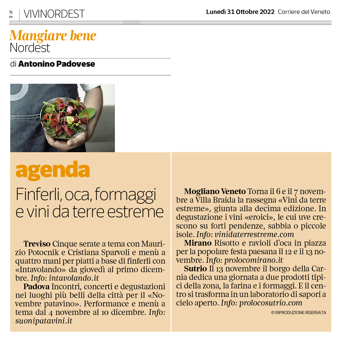 Copertina pagina del Corriere del Veneto